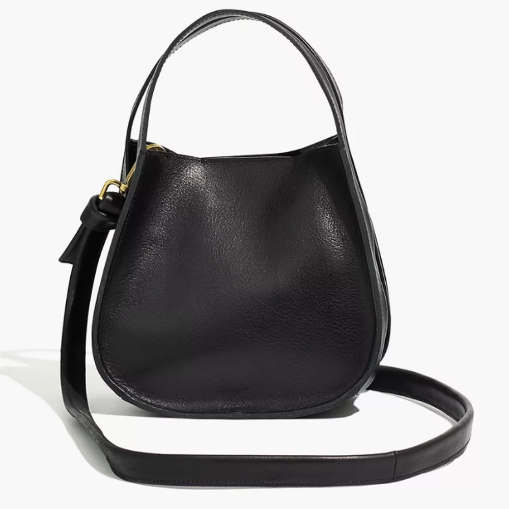 Madewell Black Leather Crossbody Hobo Bag